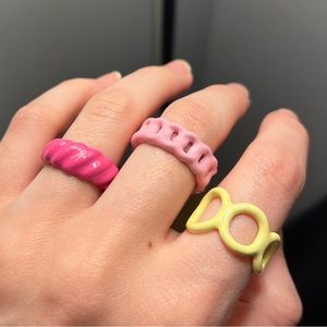 Pink Lemonade Enamel Ring Set 💖🍋👙🍹💝